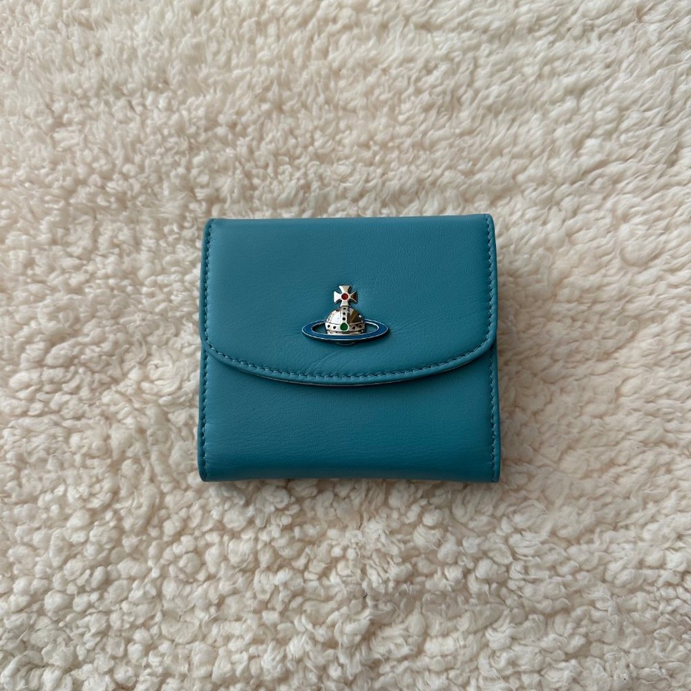VIVIENNE WESTWOOD Leather Nappa Small Wallet (Blue/ Teal)